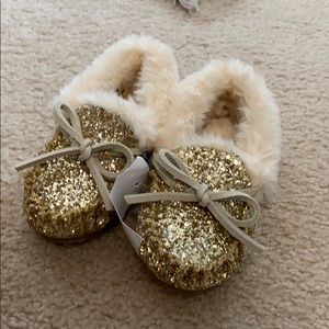 Jcrew Girls Glitter covered moccasin slippers